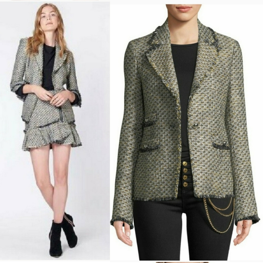 Veronica Beard Fabian Tweed Boucle Fringe Blazer Jacket Size 4
